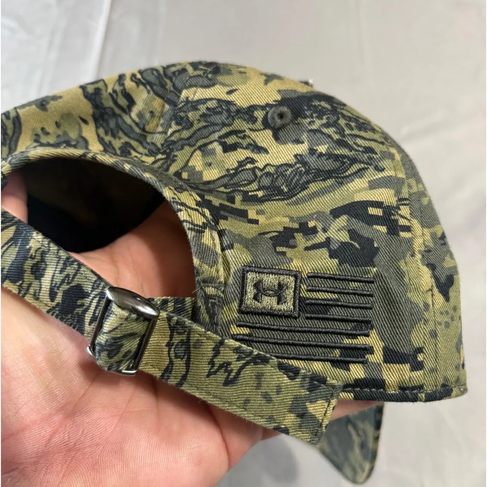 Under Armour Freedom Camo Adjustable Hat Mens Green Tiger Stripe Digital Cap NEW
